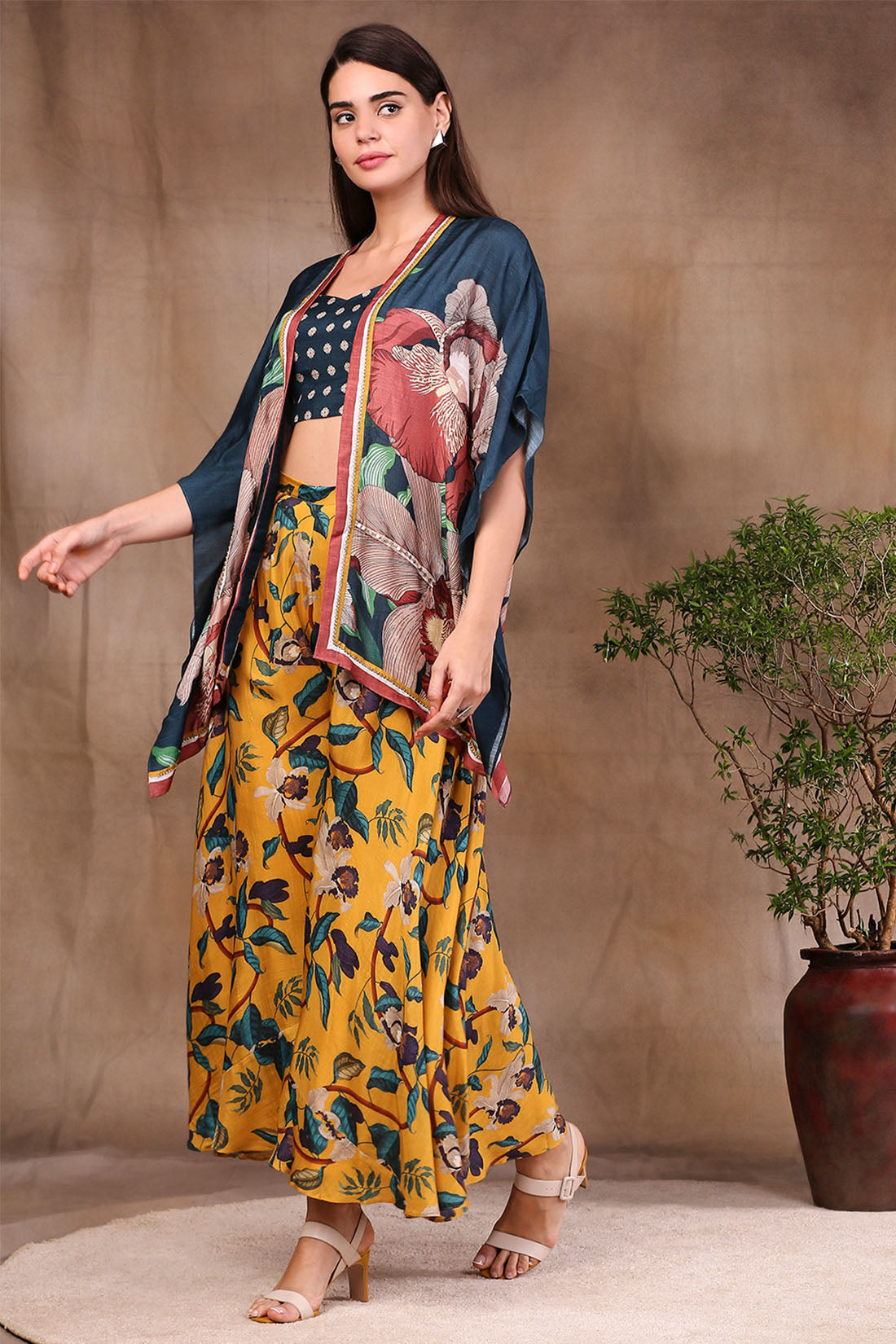 Orchid Bloom Printed Pant Set With Jacket