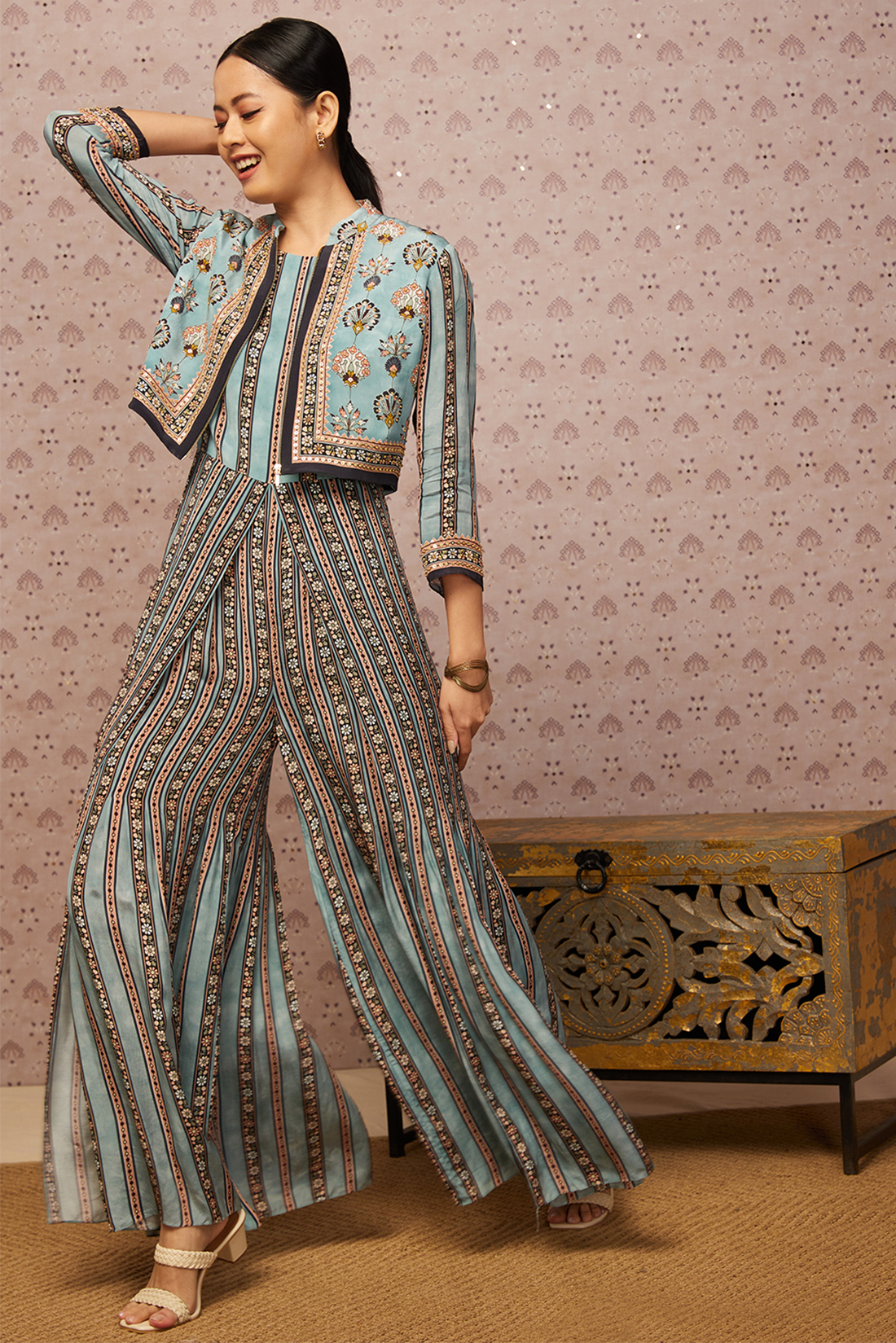 Sarouk Printed Jumpsuit With Jacket