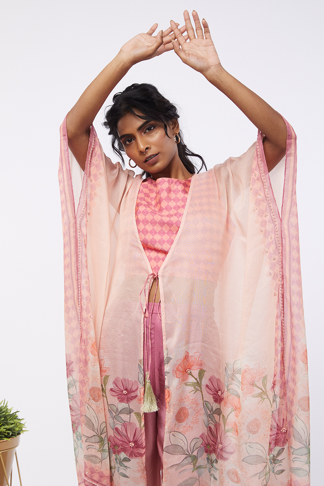 Blooming Bud Printed Co-Ord Set With Kaftan Jacket