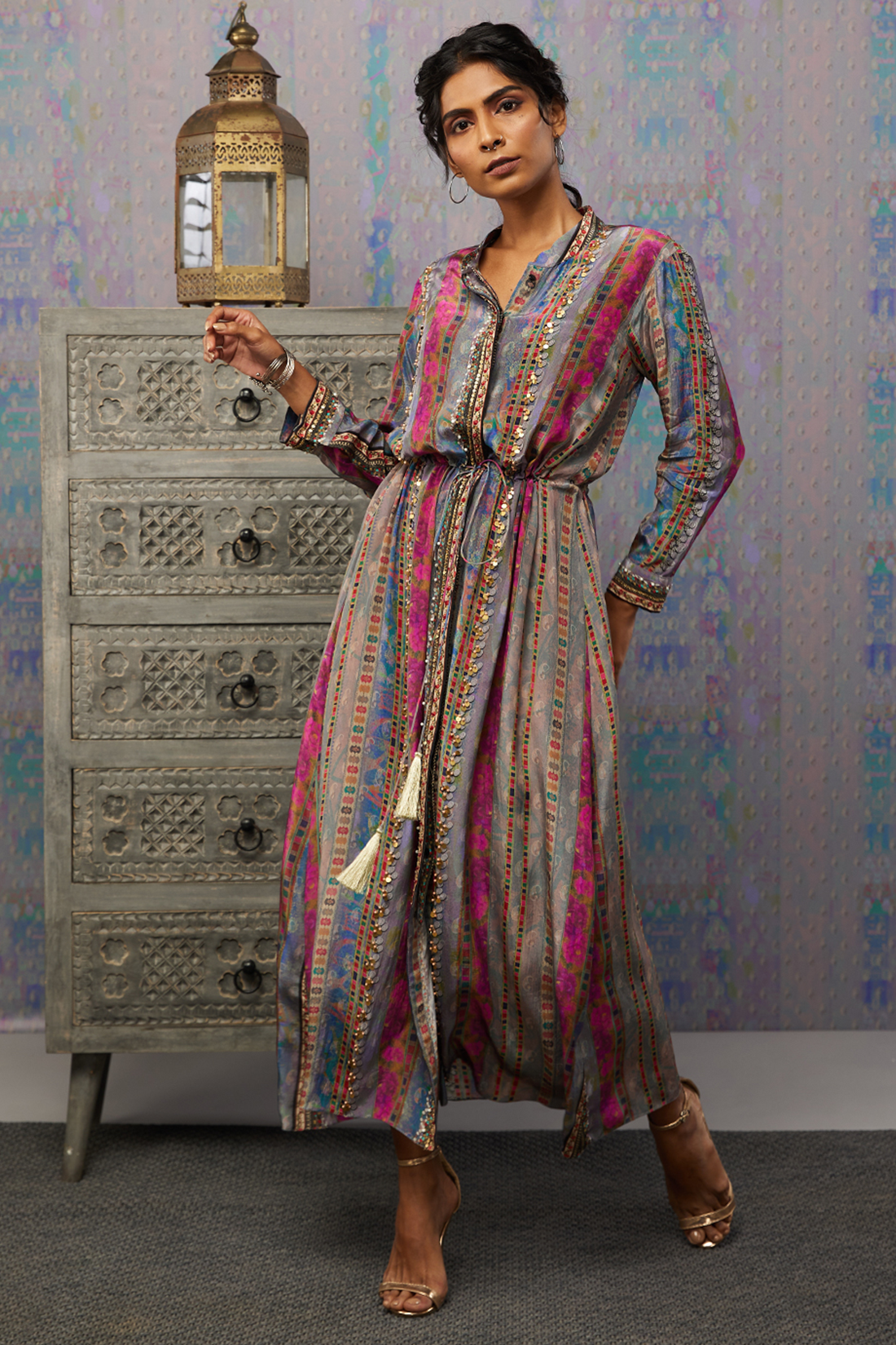 Ikaya Embroidered Dress With Tie-Up