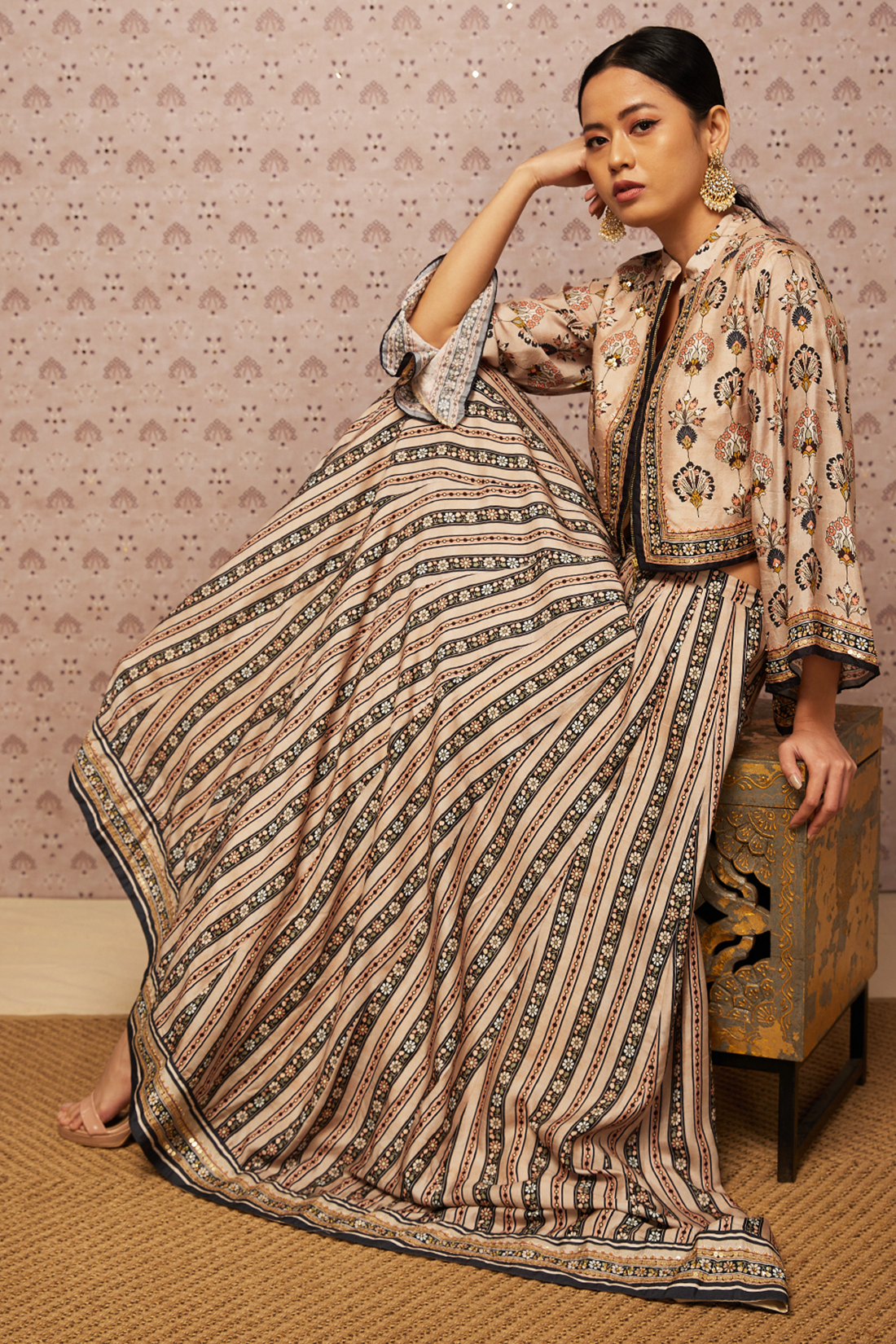 Sarouk Embroidered Lehenga Set With Jacket