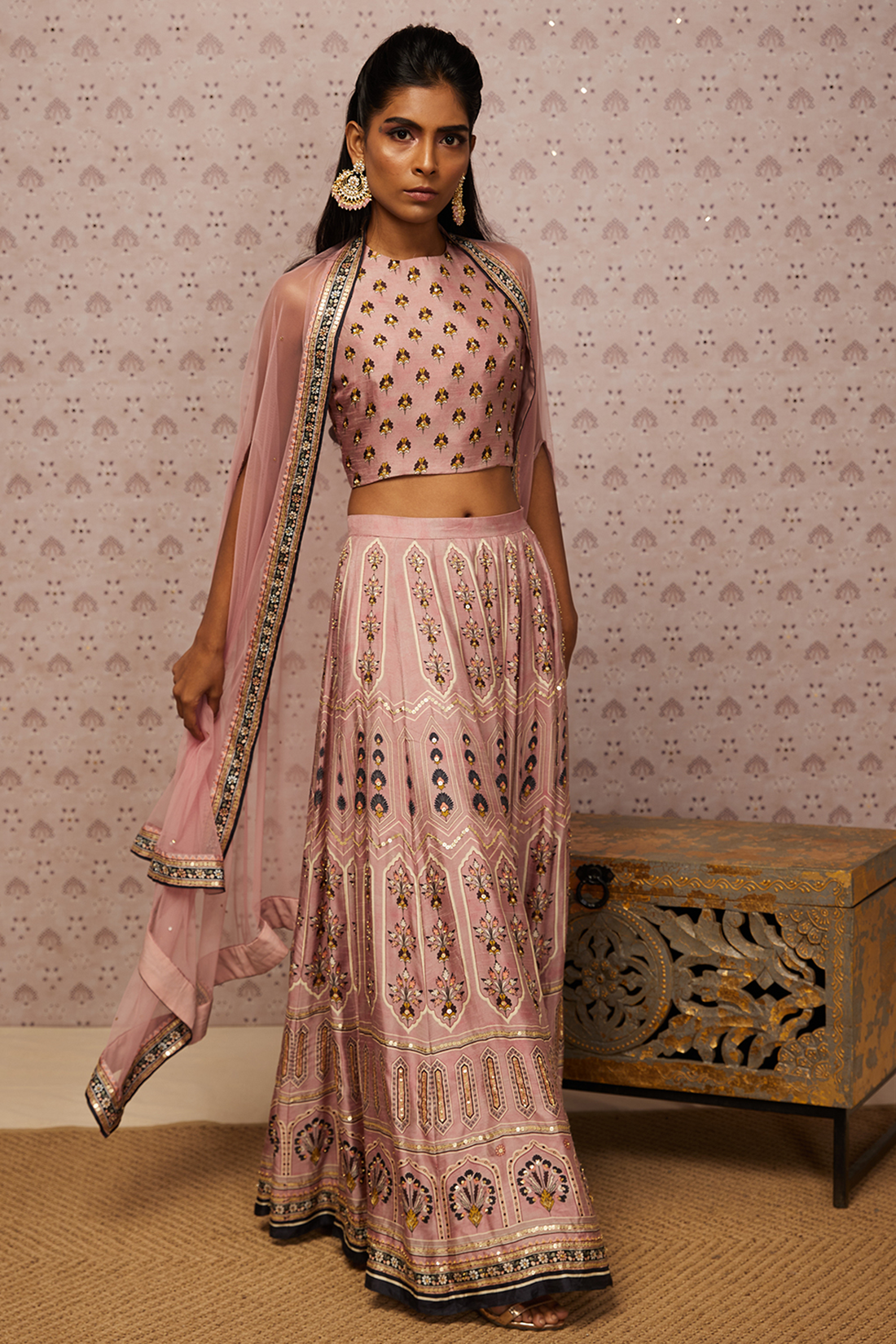 Sarouk Embroidered Lehenga With Dupatta