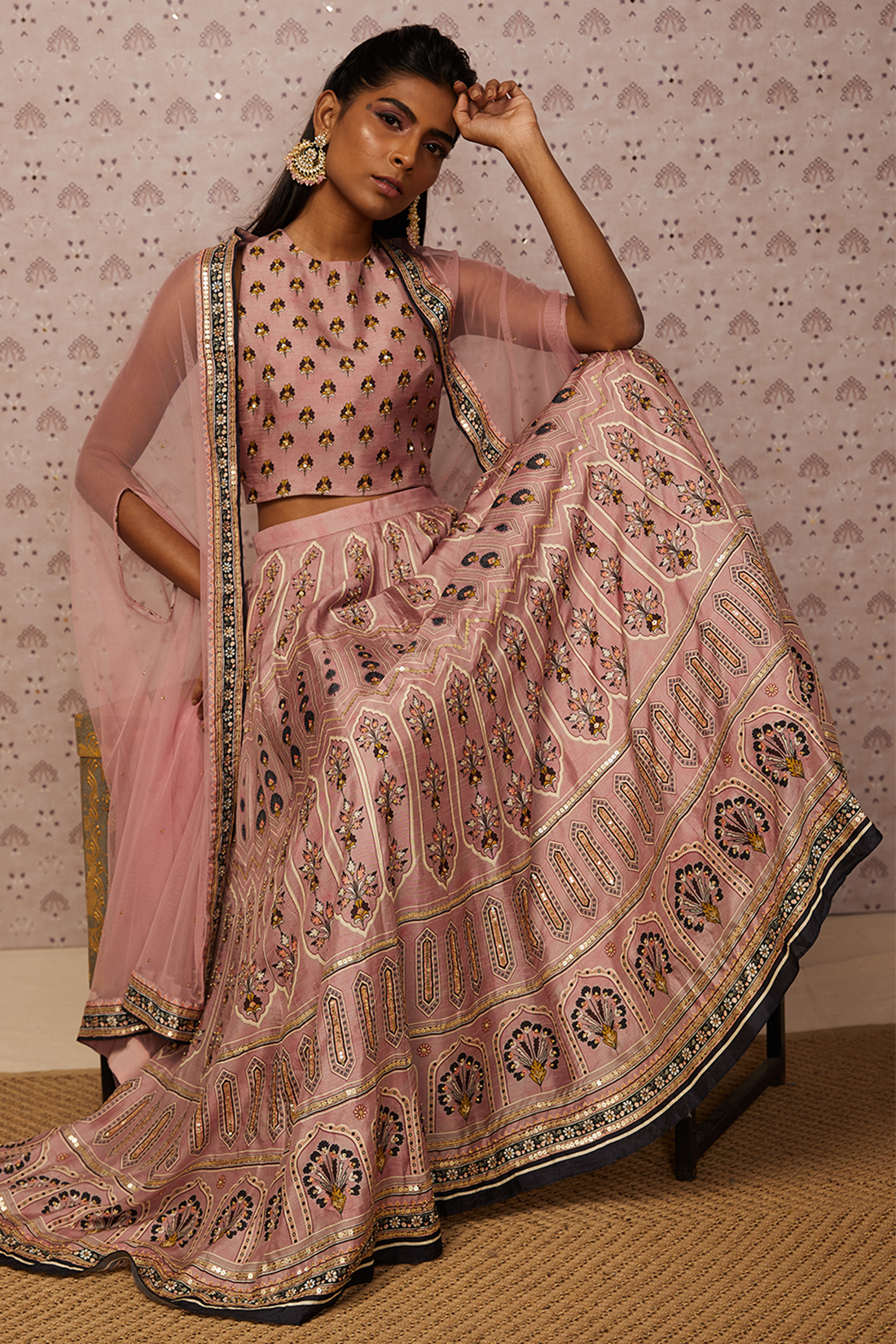 Sarouk Embroidered Lehenga With Dupatta