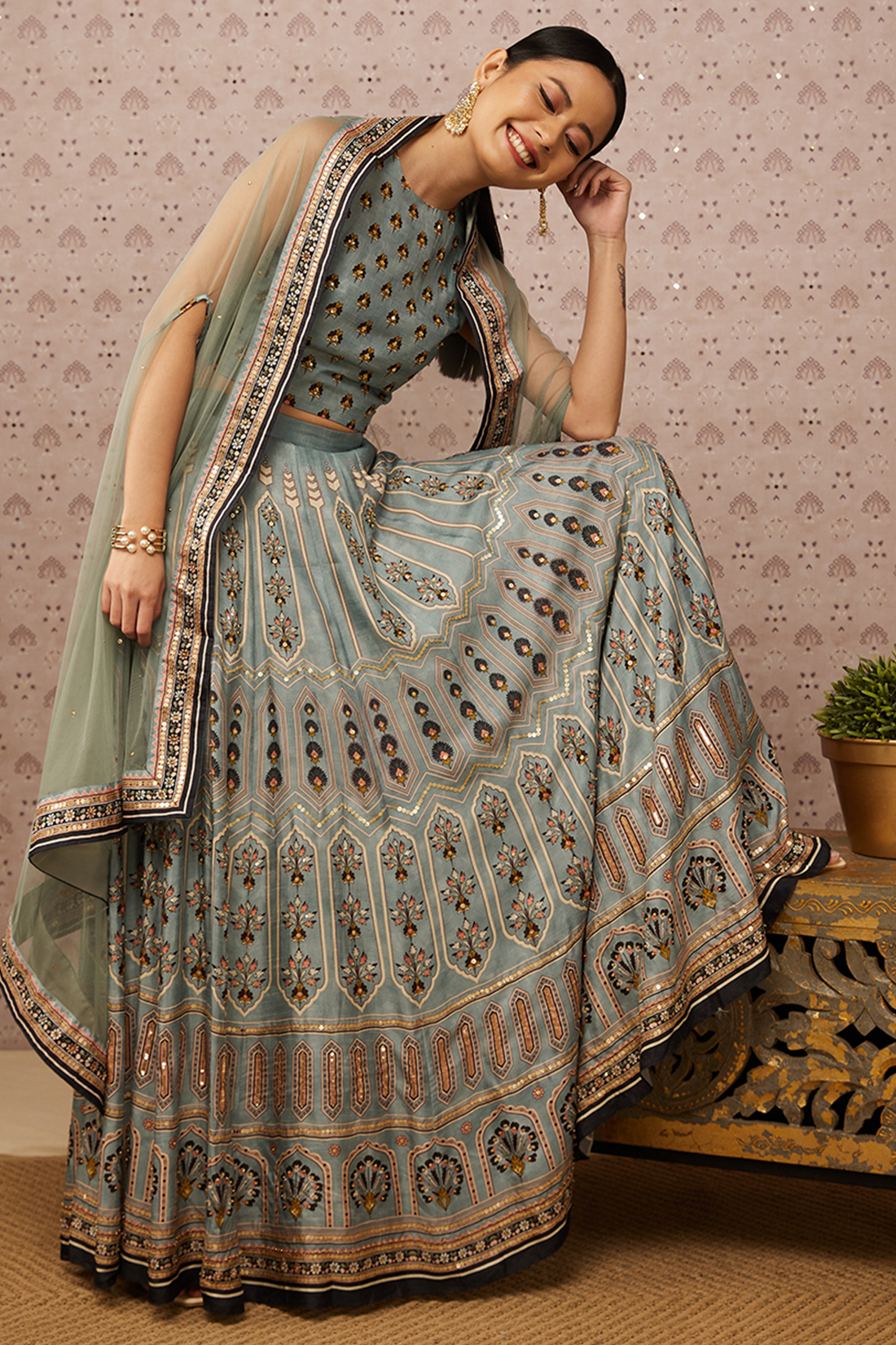 Sarouk Embroidered Lehenga Set With Dupatta