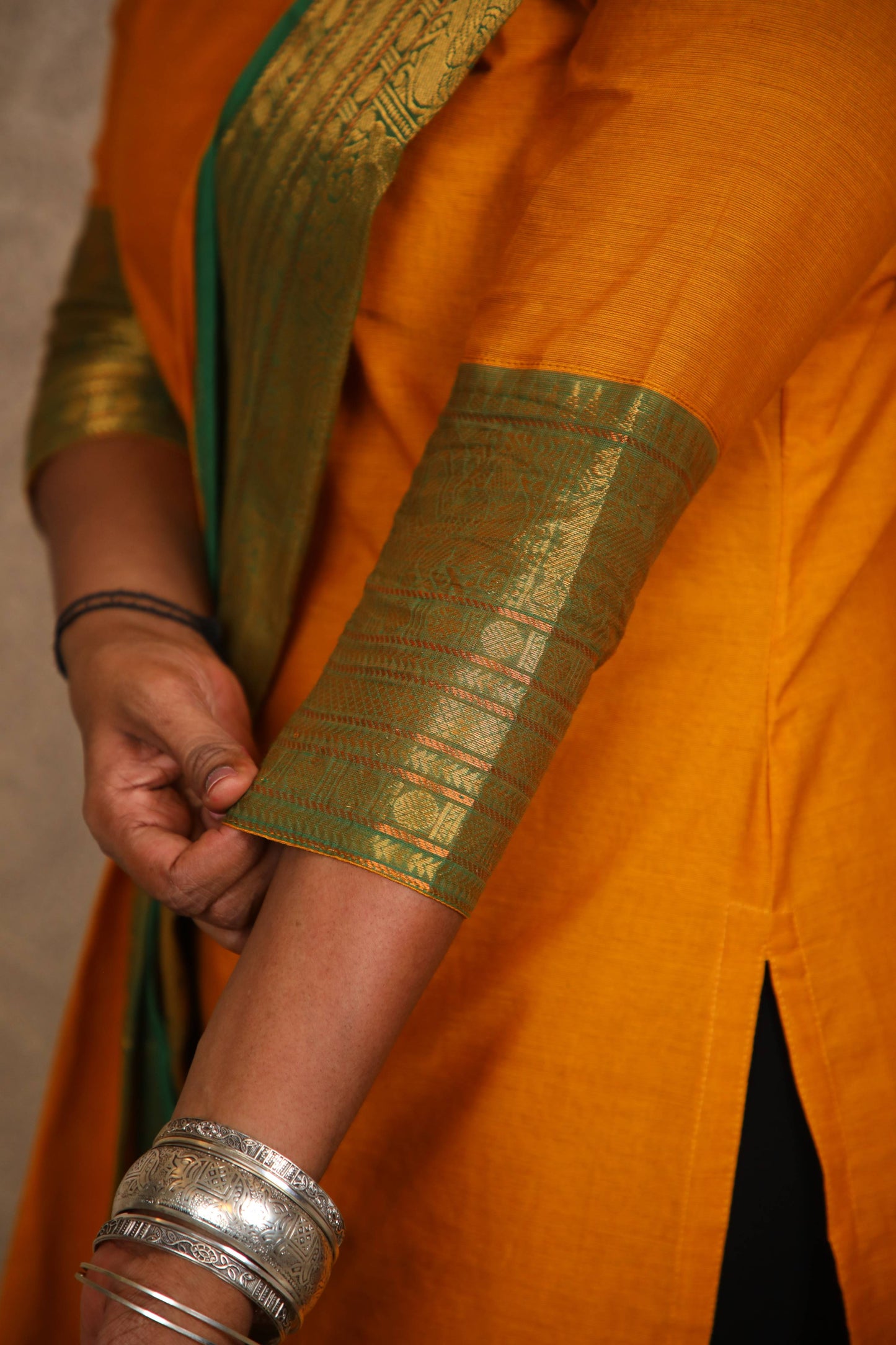 Geet - Kurti with dupatta in pure kanchi cotton in Mustard color