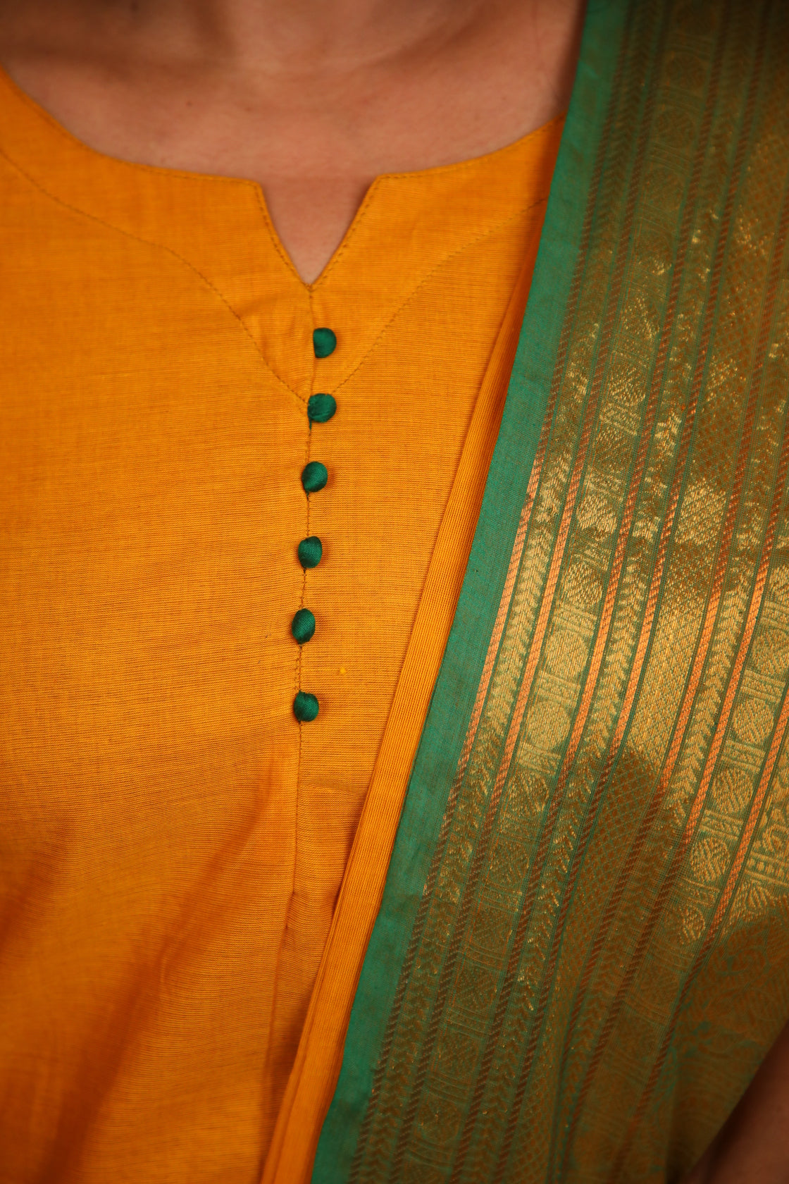 Geet - Kurti with dupatta in pure kanchi cotton in Mustard color