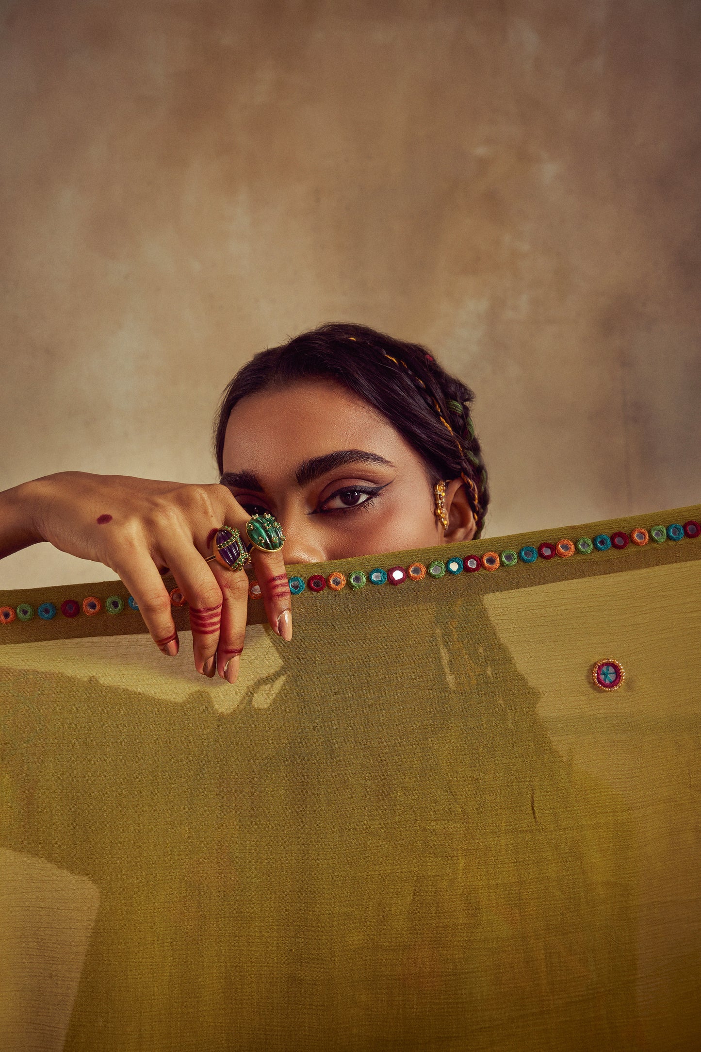 green short choli anarkali suit set Rang