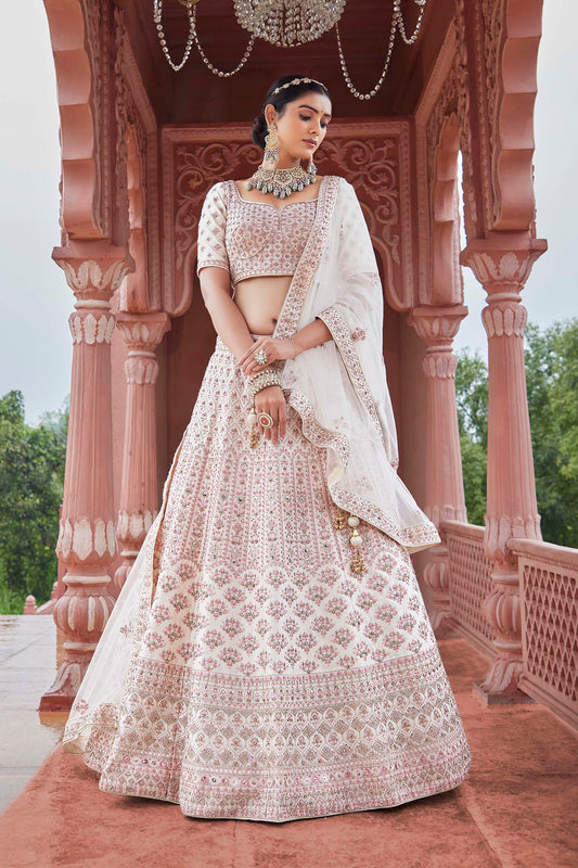 Pastel Pink Silk Lehenga Set for Wedding