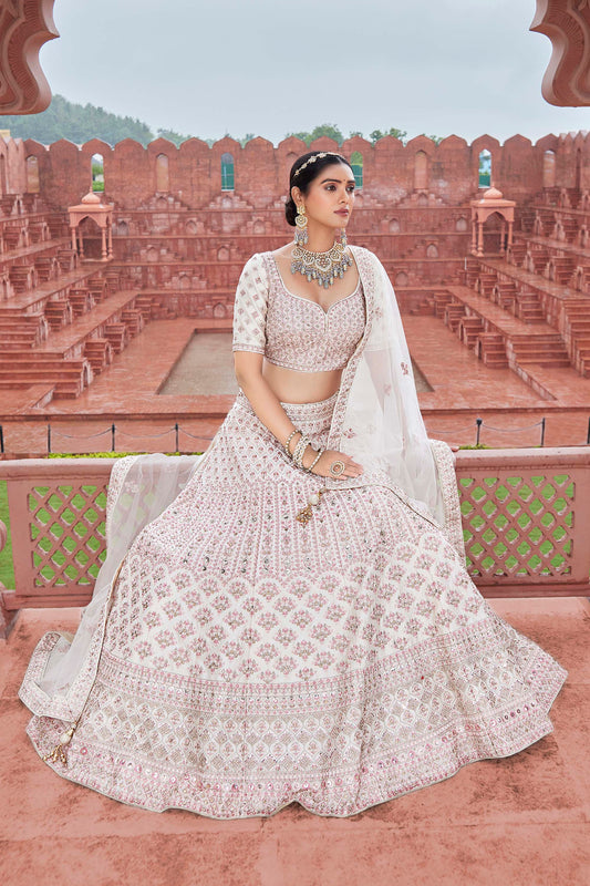 Pastel Pink Silk Lehenga Set for Wedding