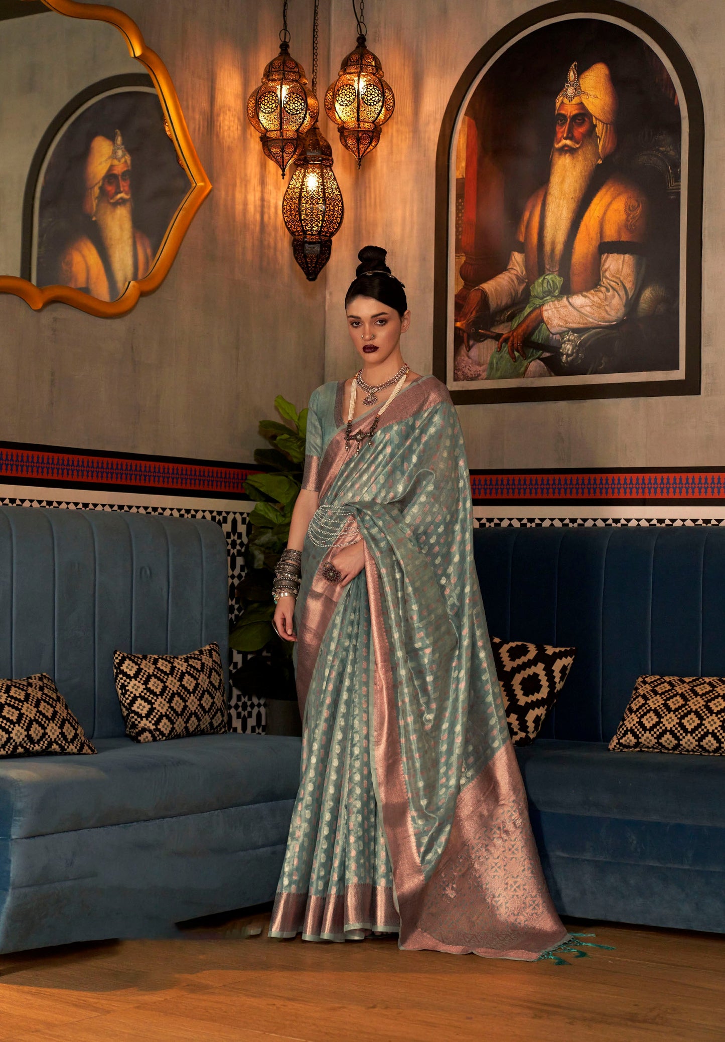 Green Banarasi Woven Silk Saree