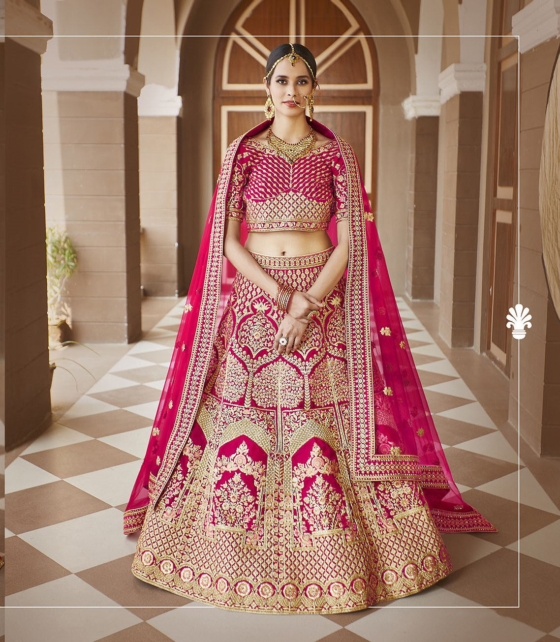 Lovely Pink Color Velvet Bridal Lehenga