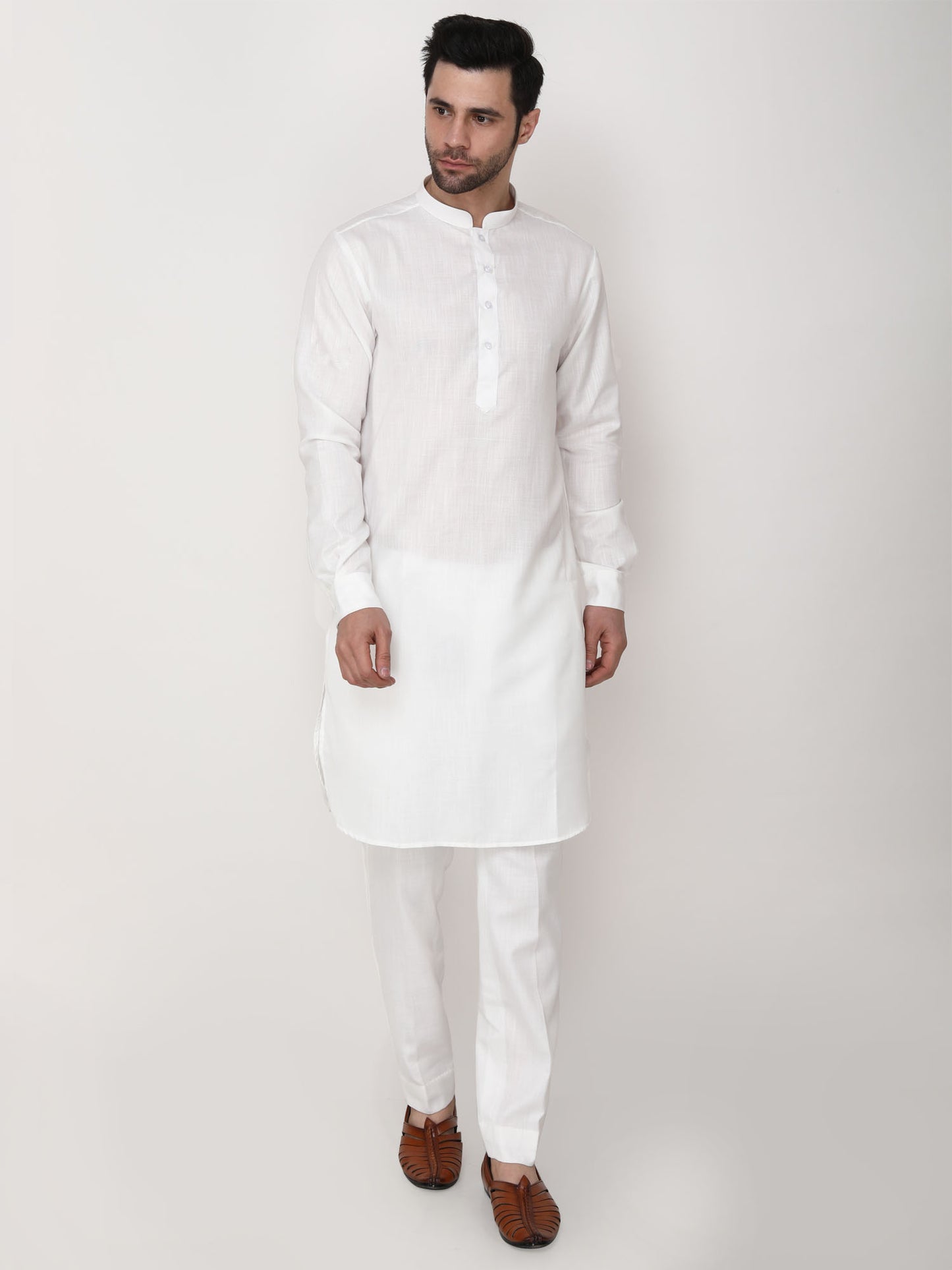 White Art Silk Nehru Jacket with Ruby Silk Kurta Pants