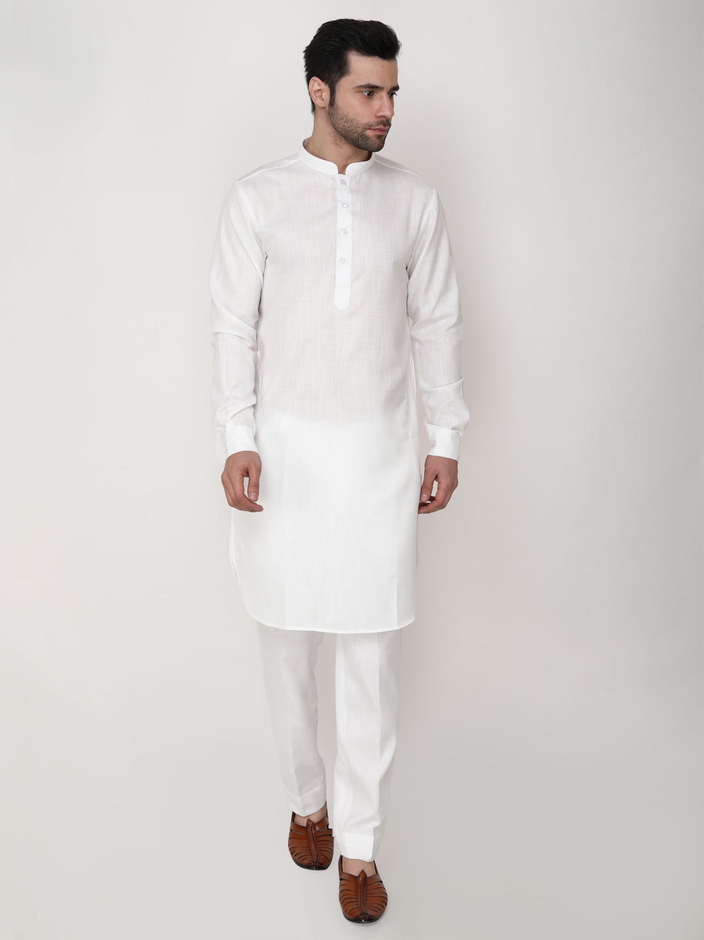 White Art Silk Nehru Jacket with Ruby Silk Kurta Pants