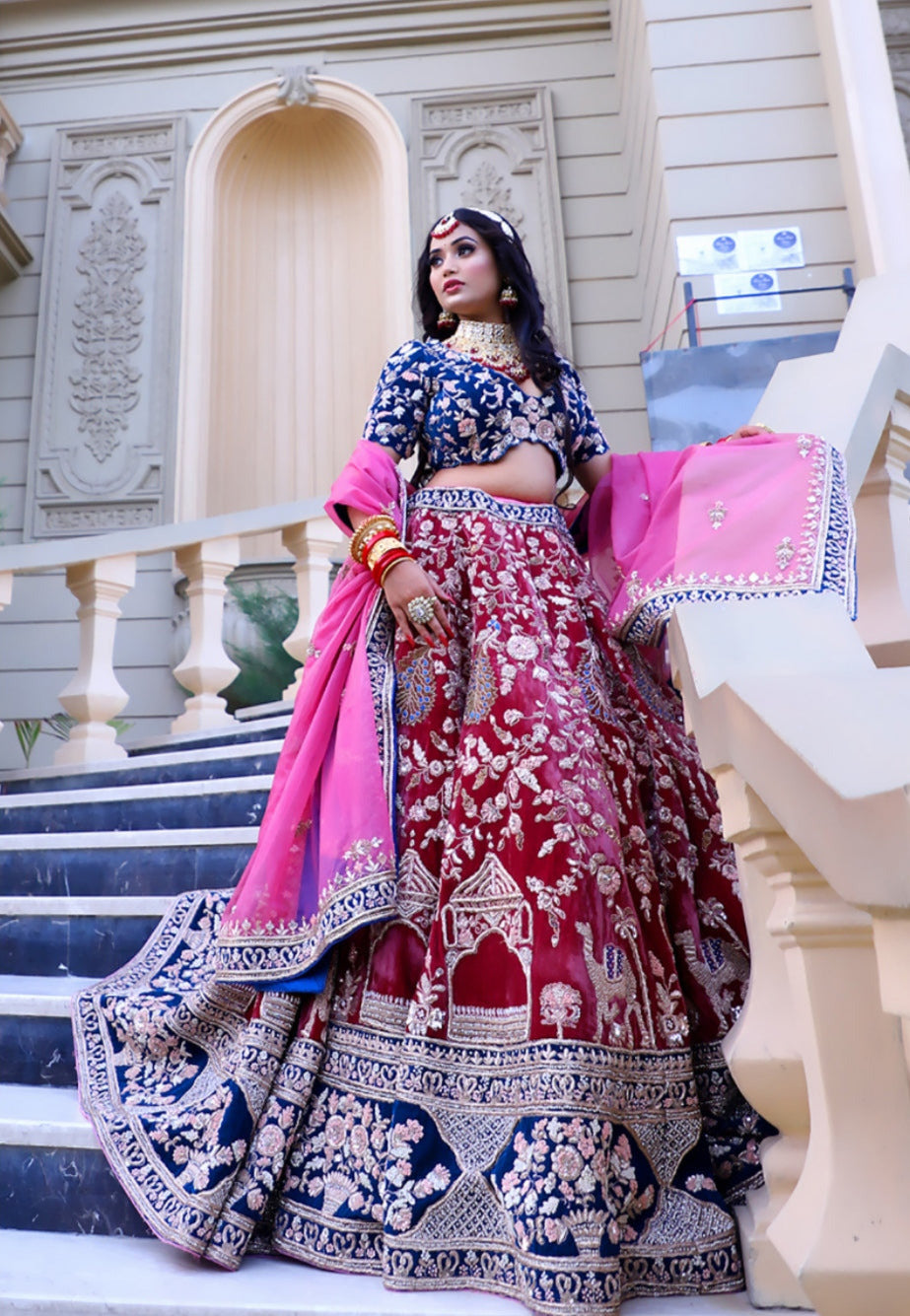 pink and blue combination dress Blue And Pink Printed Maxi Dress With Criss Cross Back