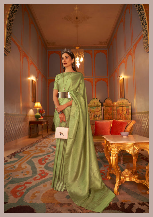 Pista Green Zari Woven Kanjivaram Silk Saree