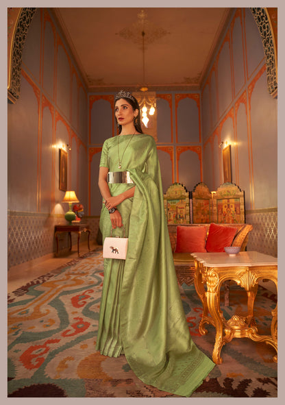 Pista Green Zari Woven Kanjivaram Silk Saree