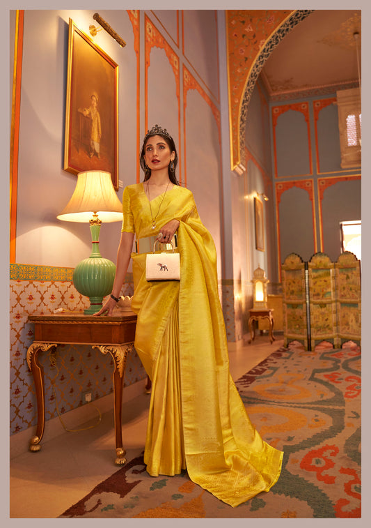 Yellow Zari Woven Kanjivaram Silk Saree