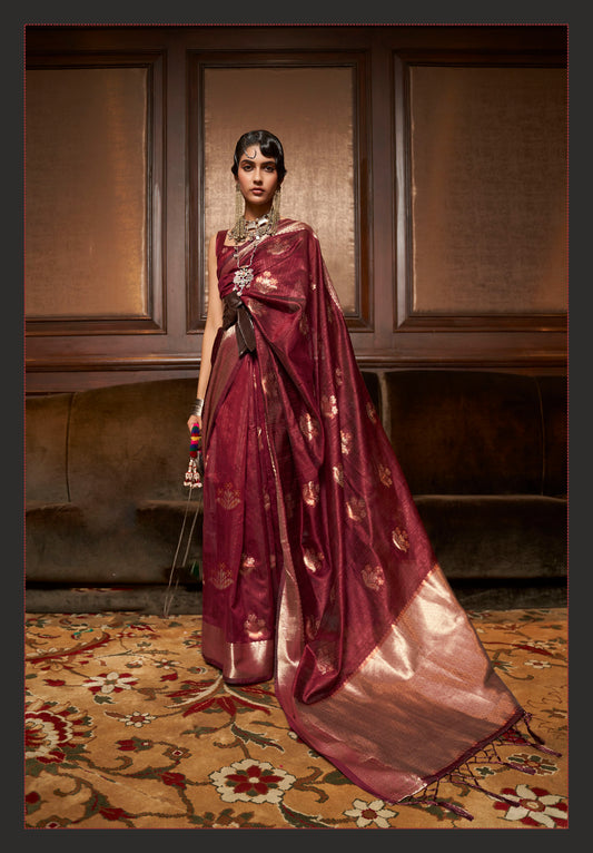 Maroon Color Silk Saree for Wedding Guest