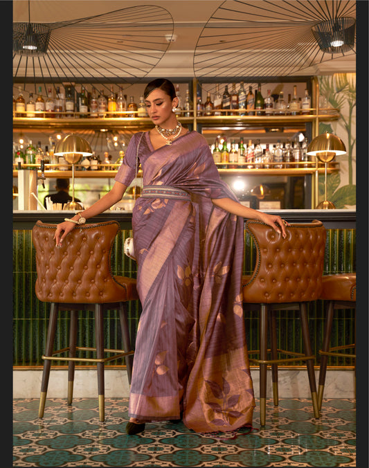Purple Banarasi Silk Partywear Saree