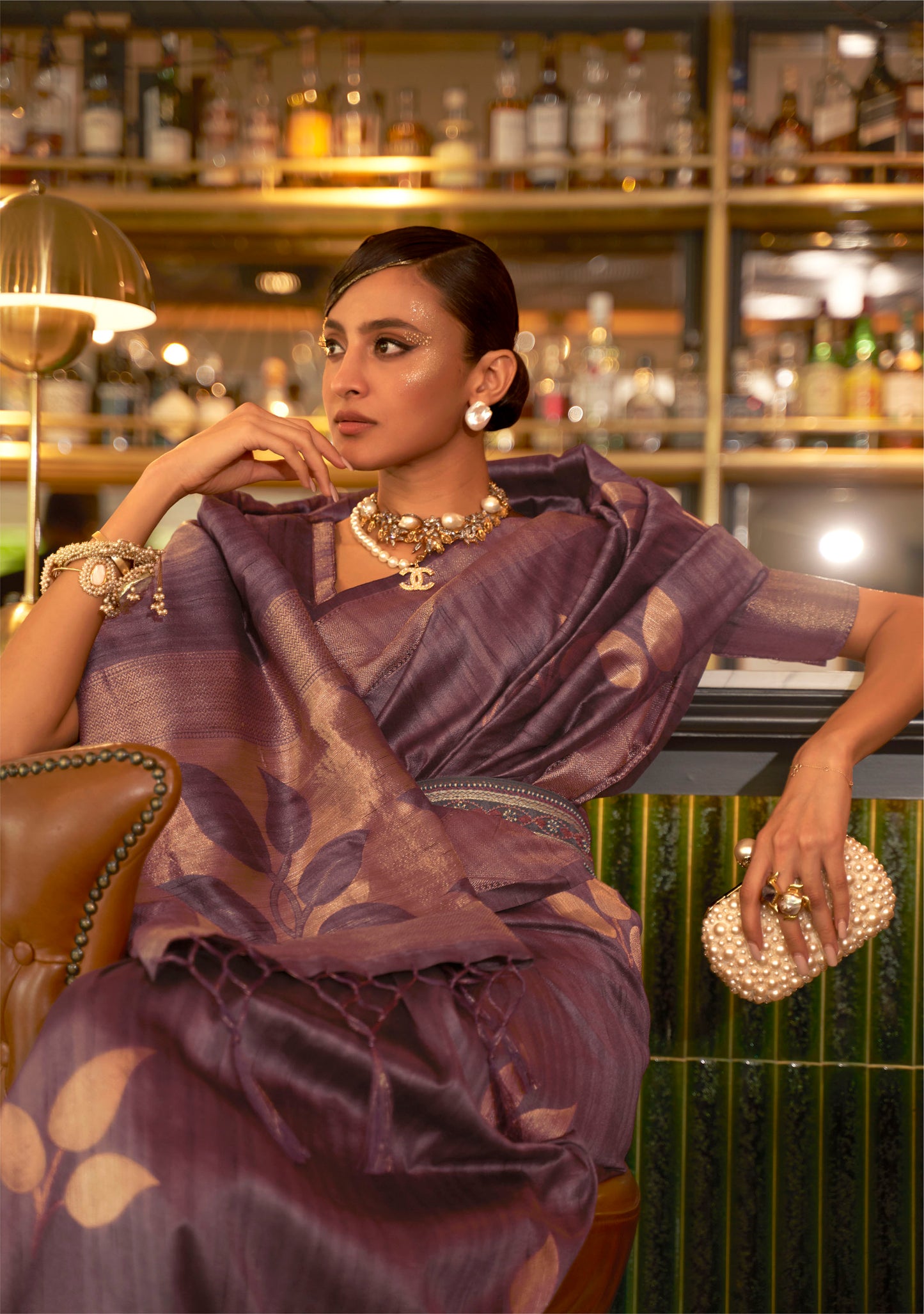 Purple Banarasi Silk Partywear Saree