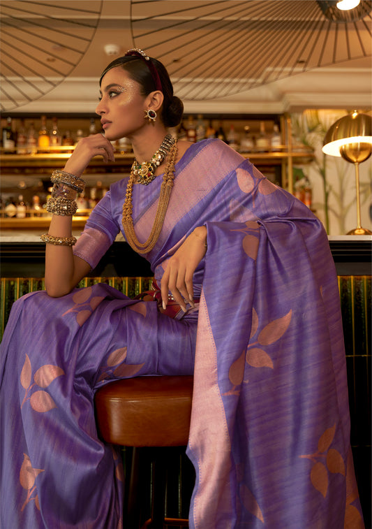 Purple Zari Woven Banarasi Silk Partywear Saree