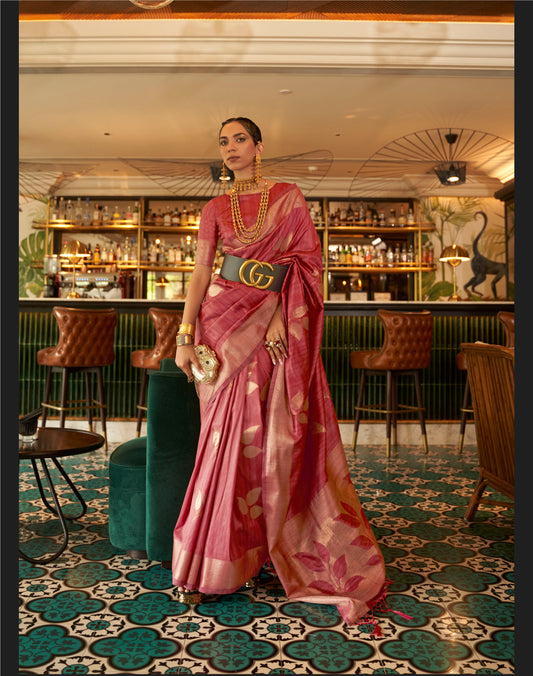 Red Zari Woven Banarasi Silk Partywear Saree