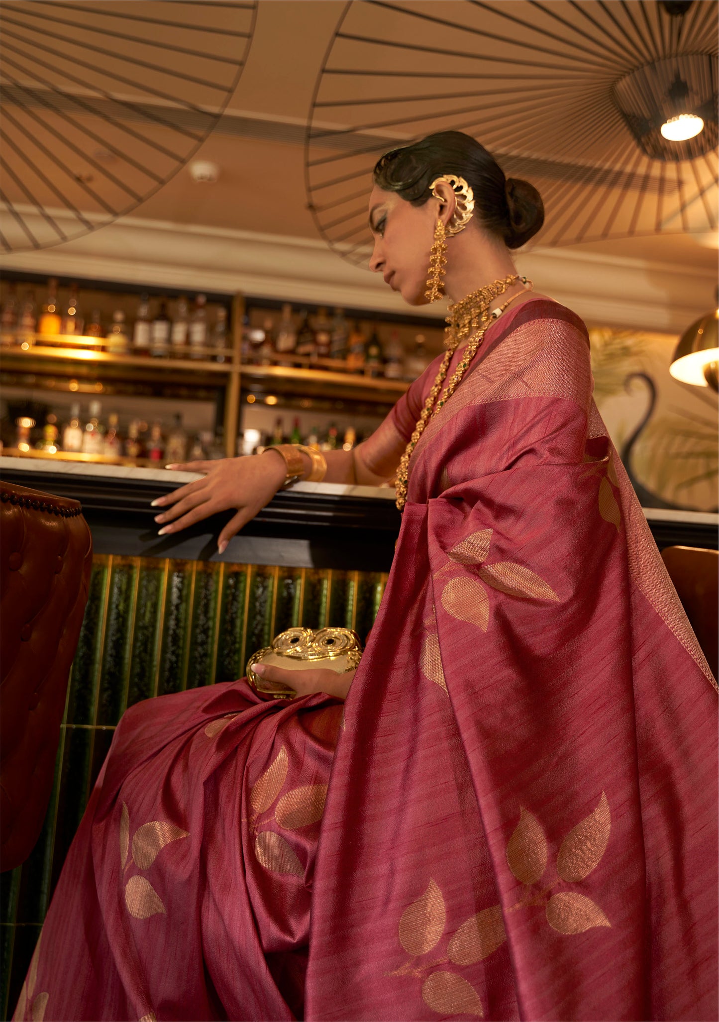 Red Zari Woven Banarasi Silk Partywear Saree