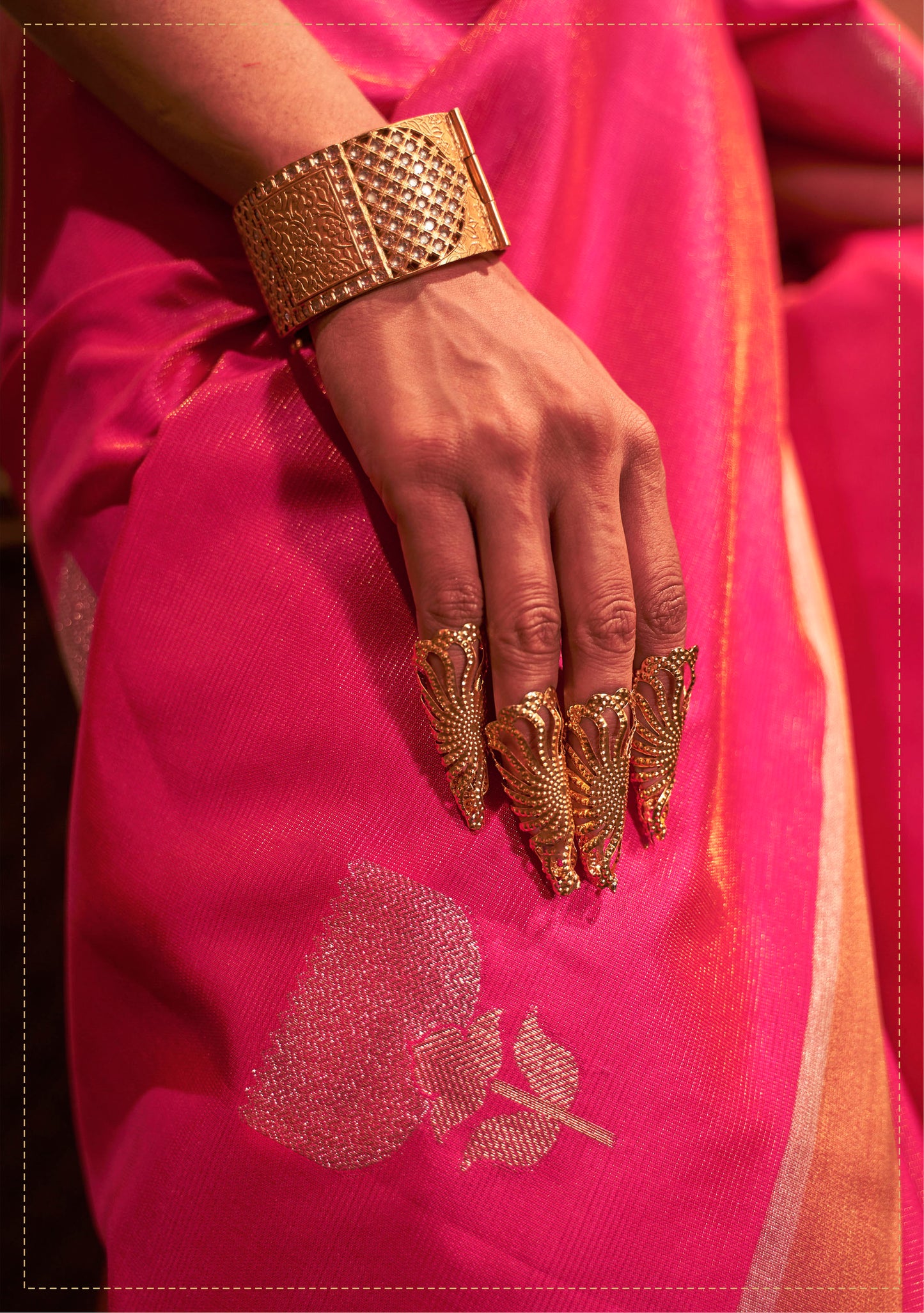 Pink Silk Blend Kanjivaram Saree