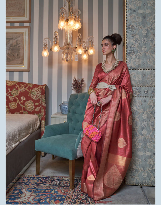 Maroon Banarasi Silk Zari Woven Saree