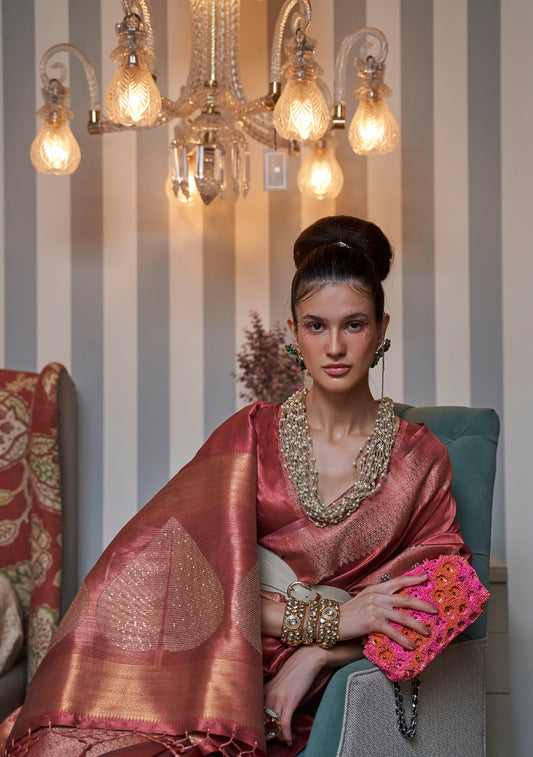 Maroon Banarasi Silk Zari Woven Saree