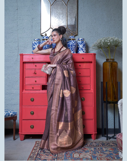 Purple Banarasi Silk Zari Woven Saree