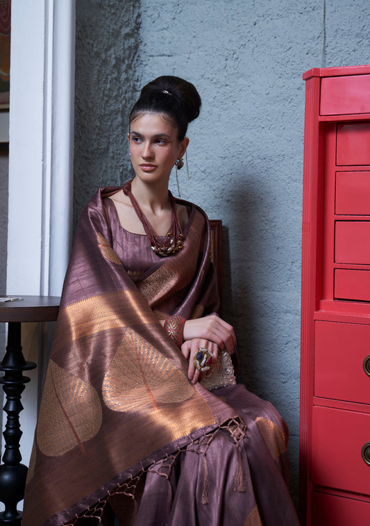 Purple Banarasi Silk Zari Woven Saree