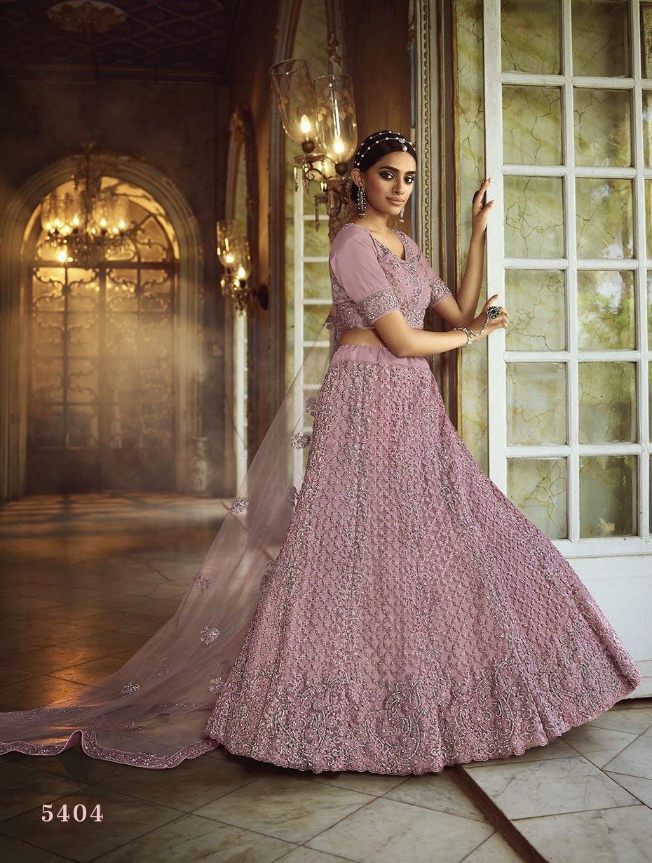 Pink Fabric Bridal Lehenga Size    - Glamou  al