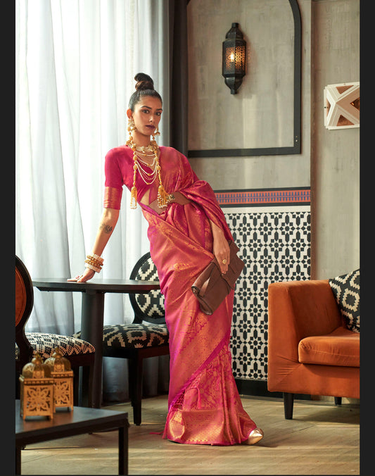 Pink Kanjivaram Silk Saree