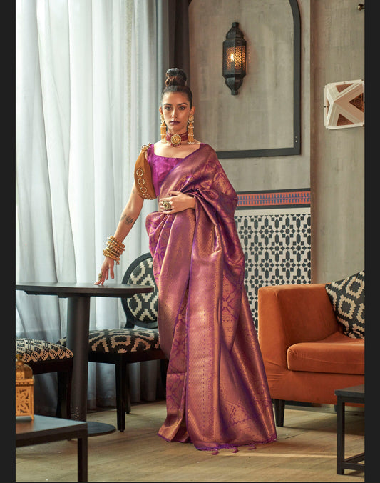 Purple Color Kanjivaram Silk Saree