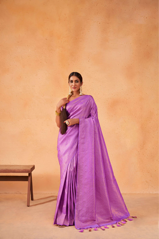 Purple Gold Zari Kanjeevaram Silk Saree