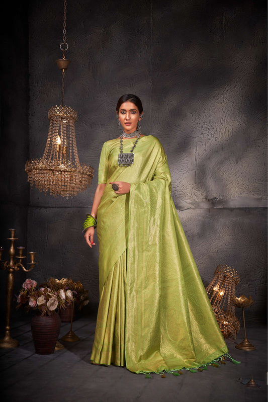 Green Color Gold Zari Kanjeevaram Silk Saree