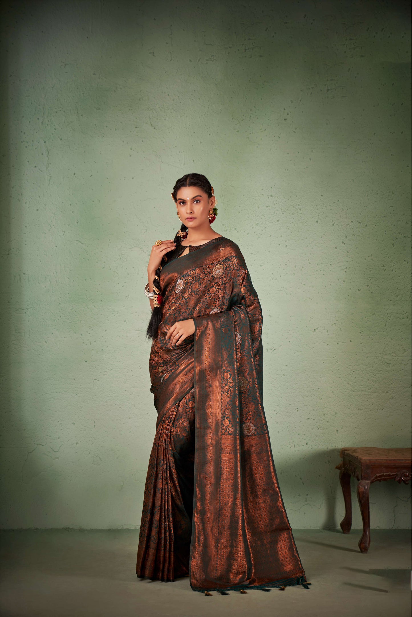 Brown Color Zari Kanjeevaram Silk Saree