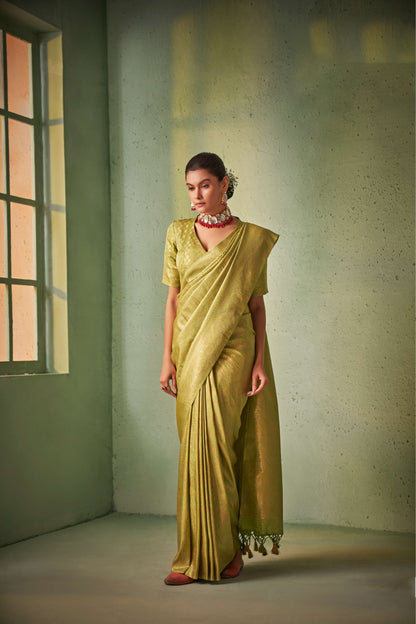 Green Color Gold Zari Kanjeevaram Silk Saree