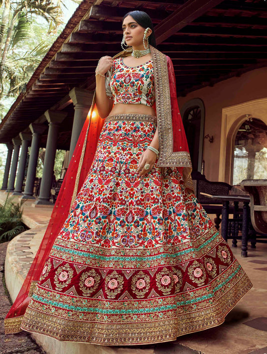 Off White Art Silk Lehenga Set