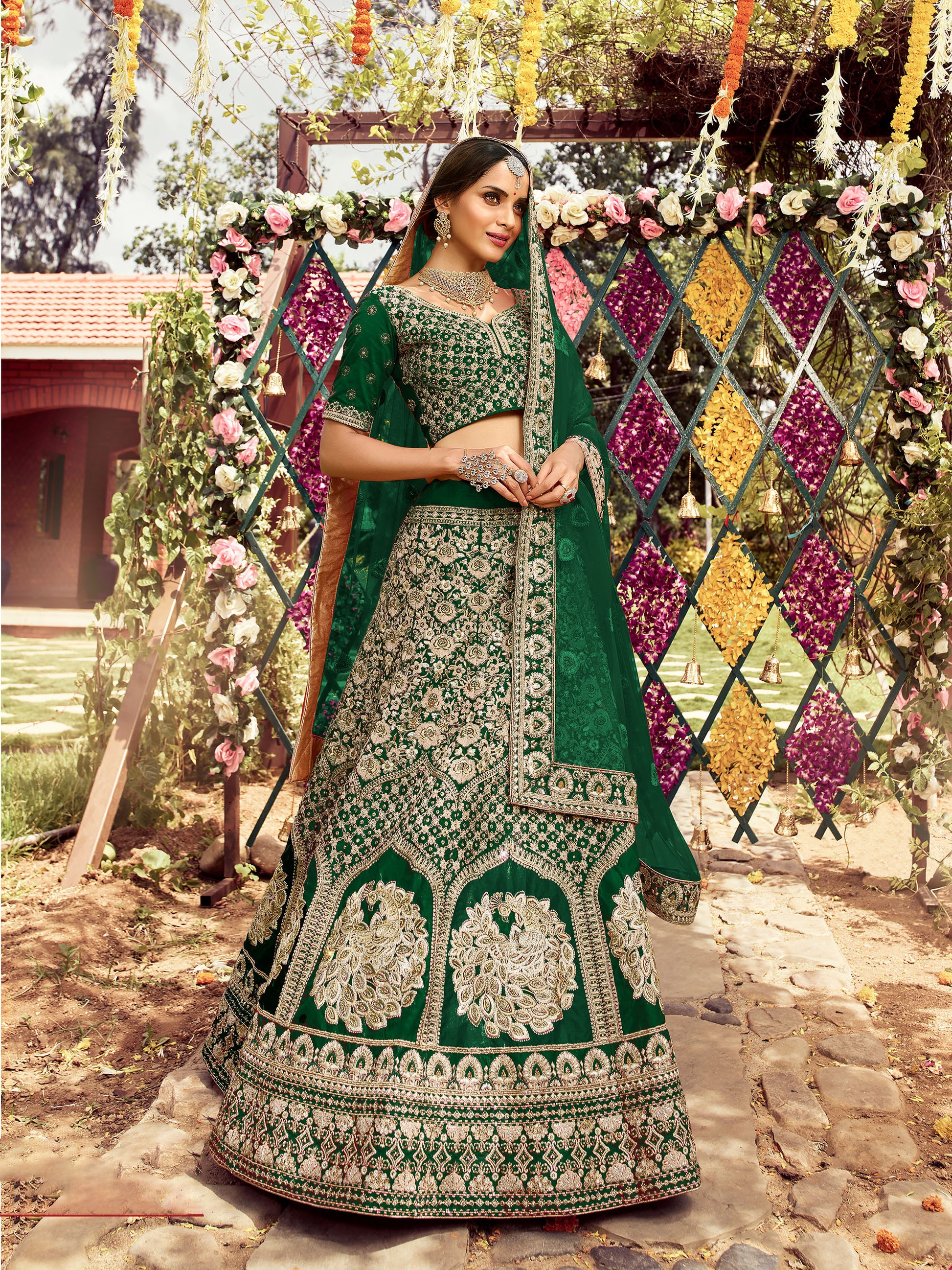 Green Art Silk Bridal Lehenga Choli