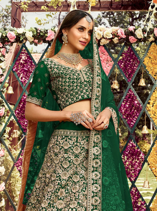 Green Art Silk Bridal Lehenga Choli