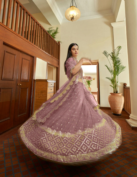 Mauve Georgette Lehenga with Soft net Dupatta