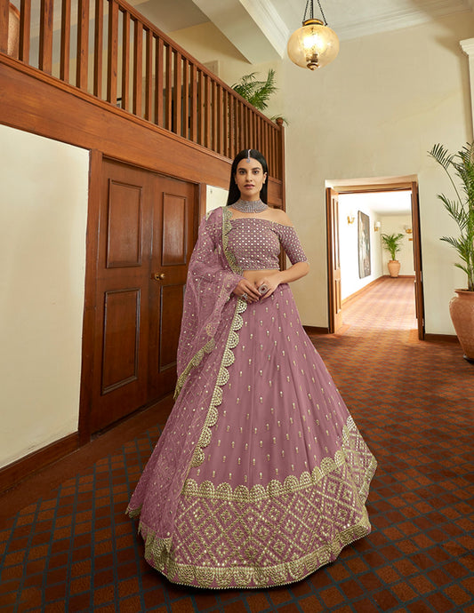 Mauve Georgette Lehenga with Soft net Dupatta