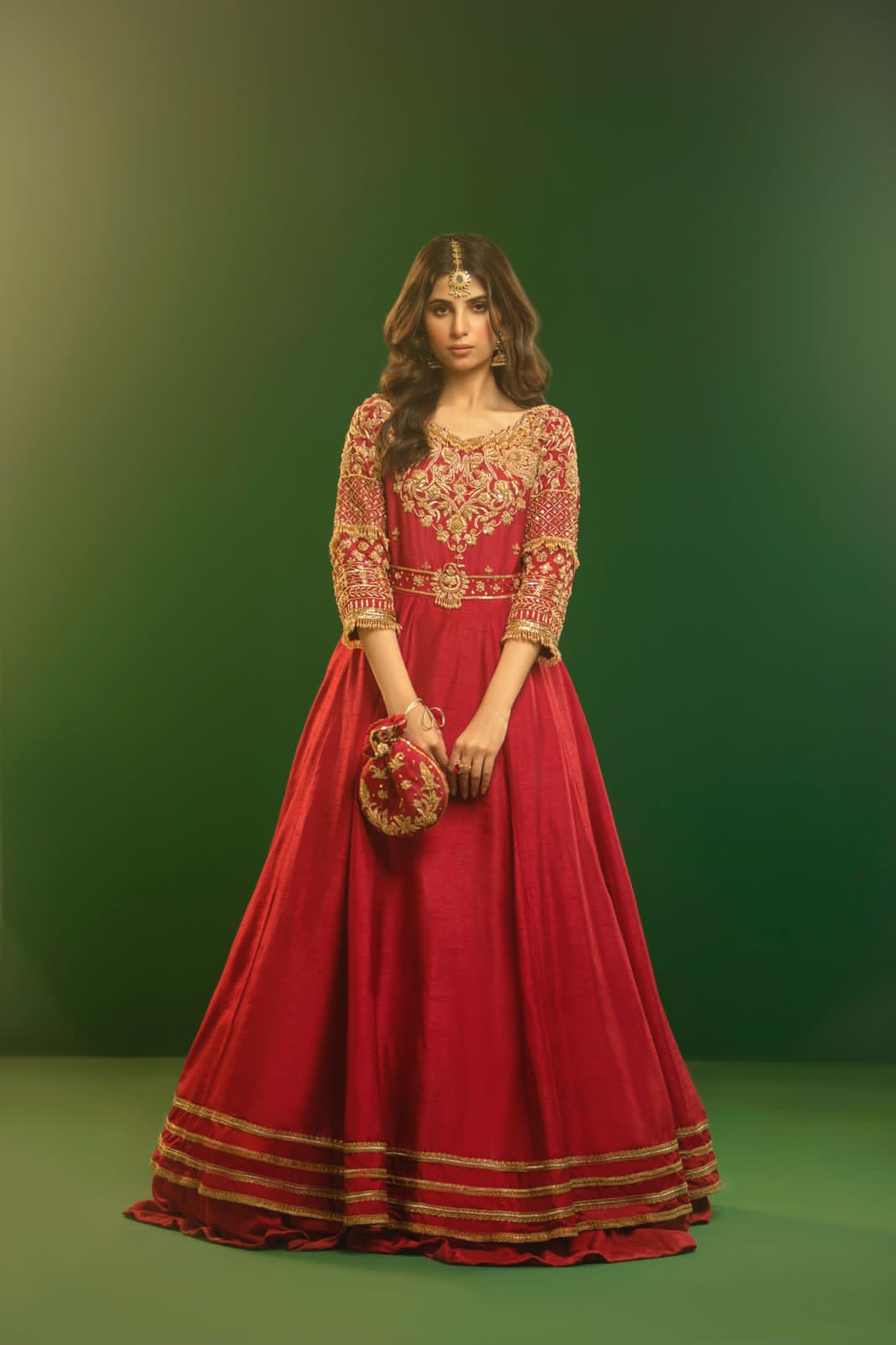 Maroon Color Pakistani Partywear Gown for Bridesmaid