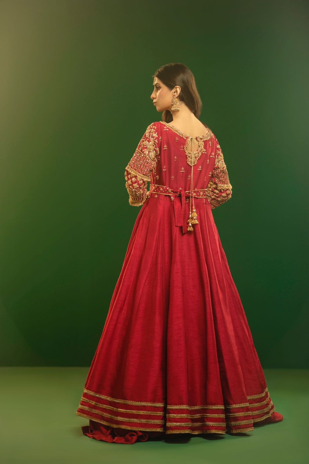 Maroon Color Pakistani Partywear Gown for Bridesmaid