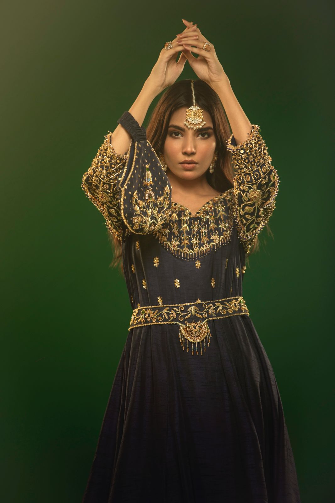 Royal Blue Color Pakistani Partywear Gown-Amrah & Hafsa1