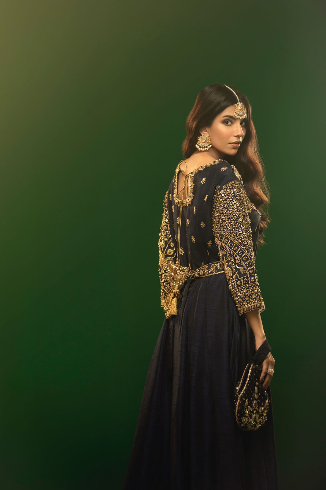 Royal Blue Color Pakistani Partywear Gown-Amrah & Hafsa1