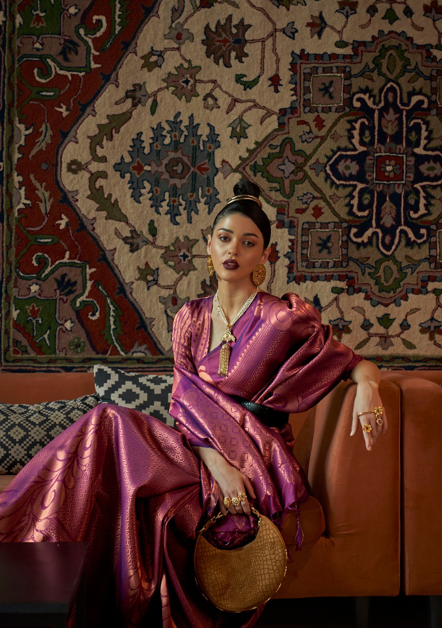 Purple Woven Silk Banarasi Saree