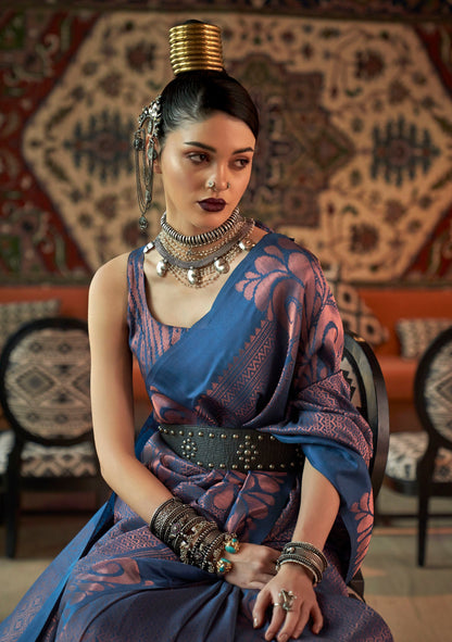 Royal Blue Woven Silk Banarasi Saree